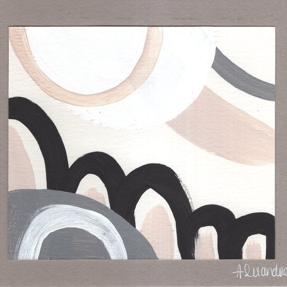 Set Of Three Geometric Abstracts Black/White/Neutral - Picture 3 of 5